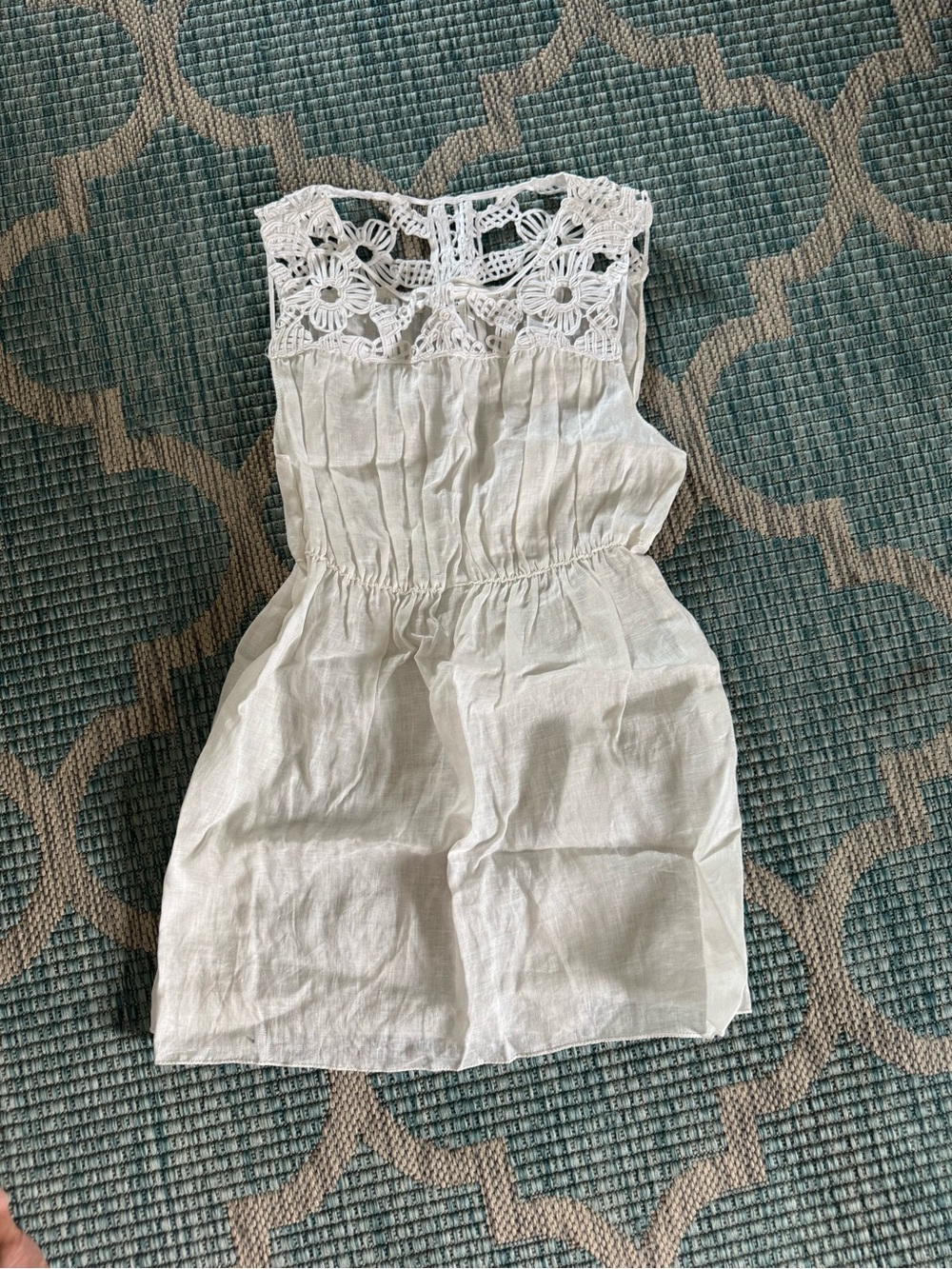 Max Studio White Crochet Yoke Casual Dress